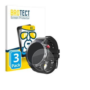 Vorderseite einer Produktverpackung mit dem Markenlogo BROTECT. Daneben ist das Gerät Darmowade Smartwatch 1.32