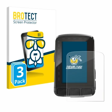 Vorderseite einer Produktverpackung mit dem Markenlogo BROTECT. Daneben ist das Gerät Wahoo Elemnt Roam V2 GPS mit dem zugehör