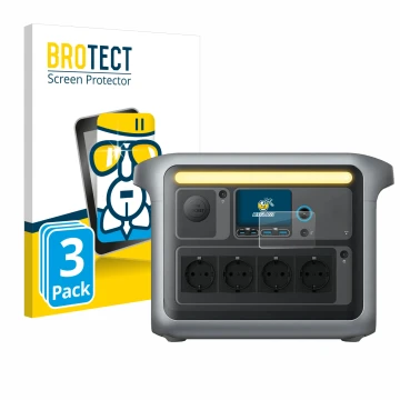 Vorderseite einer Produktverpackung mit dem Markenlogo BROTECT. Daneben ist das Gerät Anker SOLIX C1000X mit dem zugehörigen D