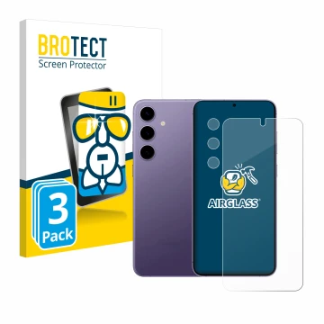 Vorderseite einer Produktverpackung mit dem Markenlogo BROTECT. Daneben ist das Gerät Samsung Galaxy S24 Enterprise Edition (D