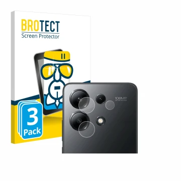 Vorderseite einer Produktverpackung mit dem Markenlogo BROTECT. Daneben ist das Gerät Xiaomi Redmi Note 13 4G (NUR Kameraschut