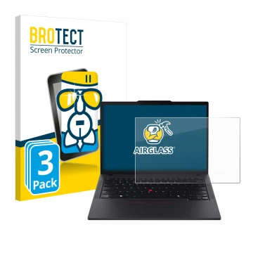 Vorderseite einer Produktverpackung mit dem Markenlogo BROTECT. Daneben ist das Gerät Lenovo ThinkPad T14s Gen 5 mit dem zugeh