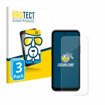 Vorderseite einer Produktverpackung mit dem Markenlogo BROTECT. Daneben ist das Gerät HMD XR21 mit dem zugehörigen Displayschu