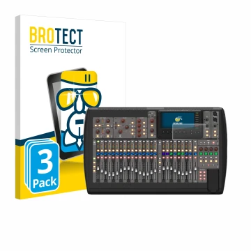 Vorderseite einer Produktverpackung mit dem Markenlogo BROTECT. Daneben ist das Gerät Behringer X32 mit dem zugehörigen Displa