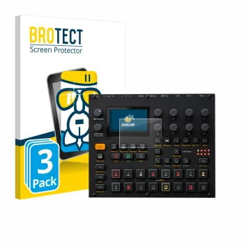 Vorderseite einer Produktverpackung mit dem Markenlogo BROTECT. Daneben ist das Gerät Elektron Digitakt II mit dem zugehörigen