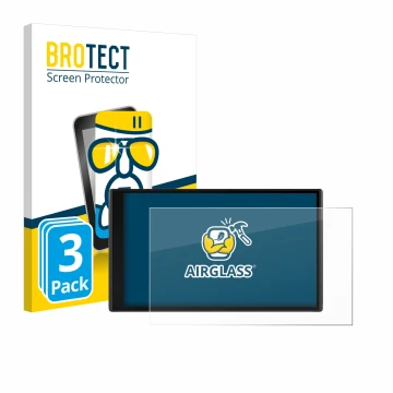 Vorderseite einer Produktverpackung mit dem Markenlogo BROTECT. Daneben ist das Gerät Garmin CamperVan mit dem zugehörigen Dis