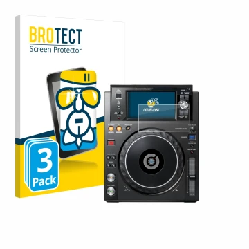 Vorderseite einer Produktverpackung mit dem Markenlogo BROTECT. Daneben ist das Gerät Pioneer XDJ -1000MK2 mit dem zugehörigen
