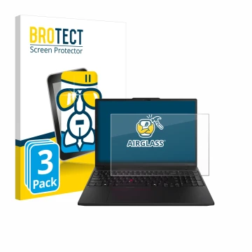 Vorderseite einer Produktverpackung mit dem Markenlogo BROTECT. Daneben ist das Gerät Lenovo ThinkPad P16s Gen 3 mit dem zugeh