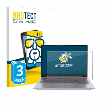 Vorderseite einer Produktverpackung mit dem Markenlogo BROTECT. Daneben ist das Gerät Lenovo ThinkBook 14 Gen 7 mit dem zugehö