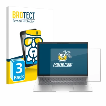 Vorderseite einer Produktverpackung mit dem Markenlogo BROTECT. Daneben ist das Gerät HP EliteBook 645 G11 mit dem zugehörigen