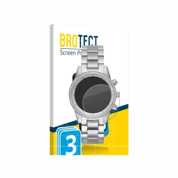 Vorderseite einer Produktverpackung mit dem Markenlogo BROTECT. Daneben ist das Gerät Michael Kors Ritz MK6428 mit dem zugehör