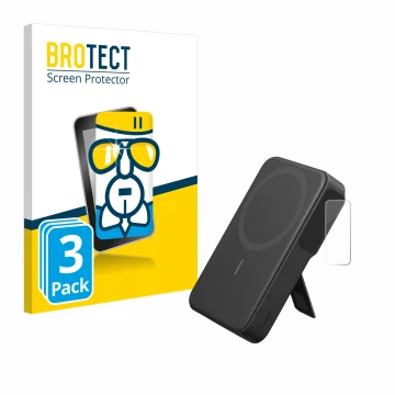 Vorderseite einer Produktverpackung mit dem Markenlogo BROTECT. Daneben ist das Gerät Anker MagGo mit dem zugehörigen Displays