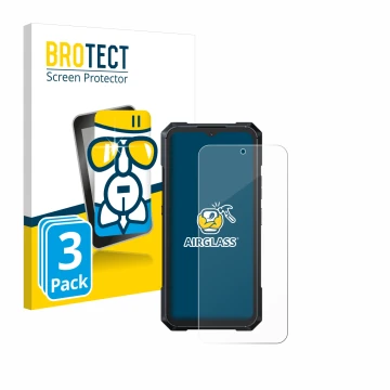 Vorderseite einer Produktverpackung mit dem Markenlogo BROTECT. Daneben ist das Gerät Cubot King Kong X mit dem zugehörigen Di