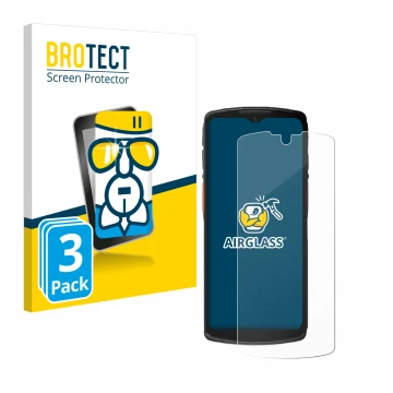 Vorderseite einer Produktverpackung mit dem Markenlogo BROTECT. Daneben ist das Gerät Urovo DT66 mit dem zugehörigen Displaysc