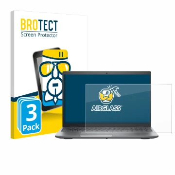 Vorderseite einer Produktverpackung mit dem Markenlogo BROTECT. Daneben ist das Gerät Dell Precision 3580 mit dem zugehörigen 