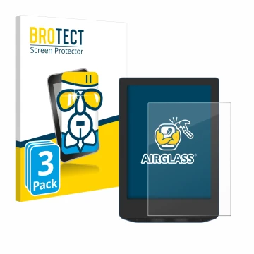 Vorderseite einer Produktverpackung mit dem Markenlogo BROTECT. Daneben ist das Gerät PocketBook Verse Pro Color mit dem zugeh