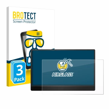 Vorderseite einer Produktverpackung mit dem Markenlogo BROTECT. Daneben ist das Gerät MSI Pro MP161 E2 mit dem zugehörigen Dis