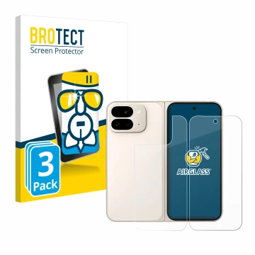 Vorderseite einer Produktverpackung mit dem Markenlogo BROTECT. Daneben ist das Gerät Google Pixel 9 Pro Fold (Display+Rücksei