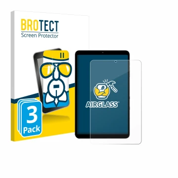 Vorderseite einer Produktverpackung mit dem Markenlogo BROTECT. Daneben ist das Gerät Alldocube iPlay 60 Mini Pro mit dem zuge