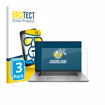 Vorderseite einer Produktverpackung mit dem Markenlogo BROTECT. Daneben ist das Gerät HP Zbook Studio 16 G11 mit dem zugehörig