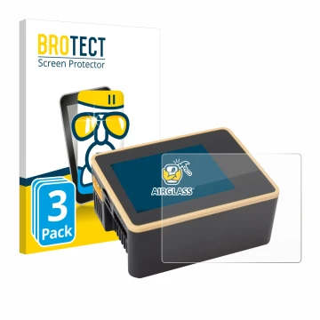 Vorderseite einer Produktverpackung mit dem Markenlogo BROTECT. Daneben ist das Gerät Junsi iCharger X6 mit dem zugehörigen Di