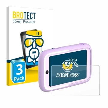 Vorderseite einer Produktverpackung mit dem Markenlogo BROTECT. Daneben ist das Gerät Myfirst Camera 50 mit dem zugehörigen Di