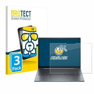 Vorderseite einer Produktverpackung mit dem Markenlogo BROTECT. Daneben ist das Gerät HP Dragonfly 13.5