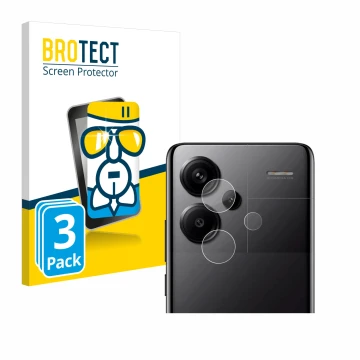 Vorderseite einer Produktverpackung mit dem Markenlogo BROTECT. Daneben ist das Gerät Xiaomi Redmi Note 13 Pro+ 5G (NUR Kamera