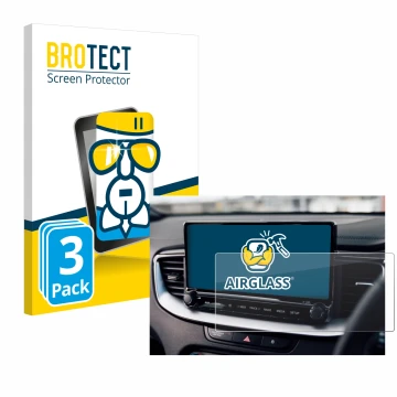 Vorderseite einer Produktverpackung mit dem Markenlogo BROTECT. Daneben ist das Gerät Kia XCeed 2024 mit dem zugehörigen Displ