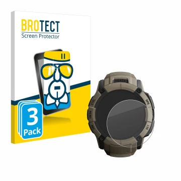 Vorderseite einer Produktverpackung mit dem Markenlogo BROTECT. Daneben ist das Gerät Garmin Instinct 2X Solar Tactical Editio