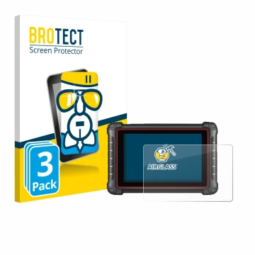 Vorderseite einer Produktverpackung mit dem Markenlogo BROTECT. Daneben ist das Gerät Autel MK900BT mit dem zugehörigen Displa