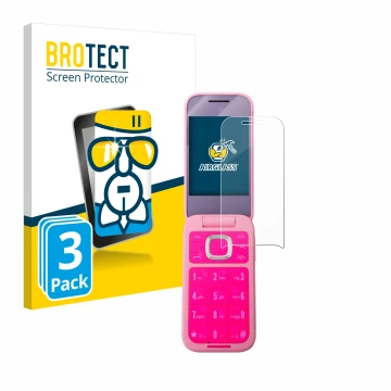 Vorderseite einer Produktverpackung mit dem Markenlogo BROTECT. Daneben ist das Gerät HMD Barbie Phone mit dem zugehörigen Dis