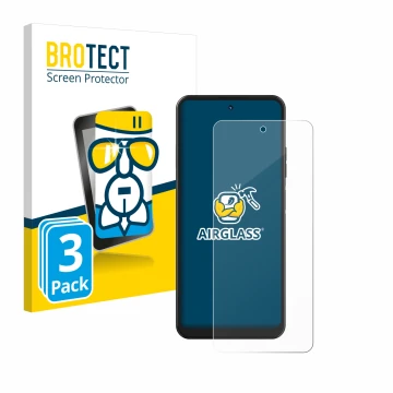 Vorderseite einer Produktverpackung mit dem Markenlogo BROTECT. Daneben ist das Gerät Hotwav Note 12 mit dem zugehörigen Displ
