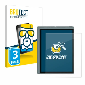 Vorderseite einer Produktverpackung mit dem Markenlogo BROTECT. Daneben ist das Gerät Bigme B1051C mit dem zugehörigen Display