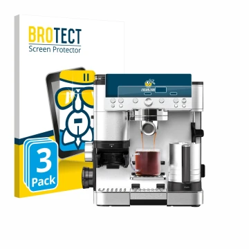 Vorderseite einer Produktverpackung mit dem Markenlogo BROTECT. Daneben ist das Gerät Ninja Luxe Cafe Premier ES601EU mit dem 