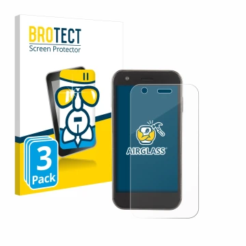 Vorderseite einer Produktverpackung mit dem Markenlogo BROTECT. Daneben ist das Gerät Soyes XS12 mit dem zugehörigen Displaysc