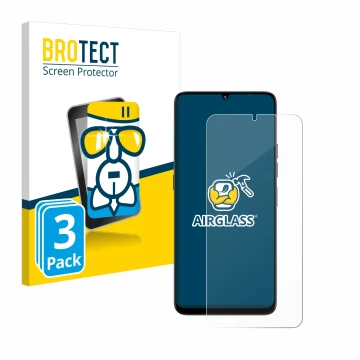 Vorderseite einer Produktverpackung mit dem Markenlogo BROTECT. Daneben ist das Gerät Umidigi G9 5G mit dem zugehörigen Displa