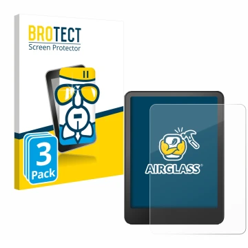 Vorderseite einer Produktverpackung mit dem Markenlogo BROTECT. Daneben ist das Gerät Amazon Kindle Paperwhite 2024 (12. Gen.)