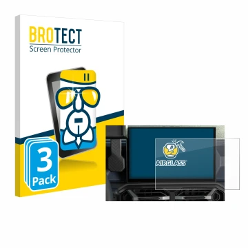 Vorderseite einer Produktverpackung mit dem Markenlogo BROTECT. Daneben ist das Gerät Dacia Duster Infotainment System (2024) 