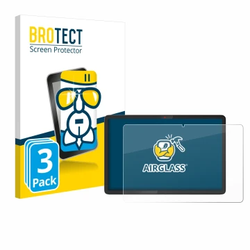 Vorderseite einer Produktverpackung mit dem Markenlogo BROTECT. Daneben ist das Gerät Lenovo Chromebook Duet 11M889 mit dem zu