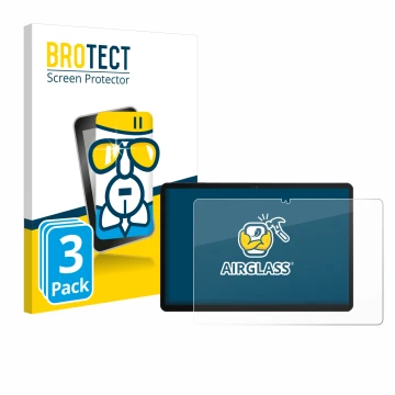 Vorderseite einer Produktverpackung mit dem Markenlogo BROTECT. Daneben ist das Gerät Chuwi Hi10 X1 mit dem zugehörigen Displa