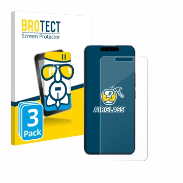 Vorderseite einer Produktverpackung mit dem Markenlogo BROTECT. Daneben ist das Gerät Oukitel P1 mit dem zugehörigen Displaysc