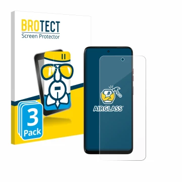 Vorderseite einer Produktverpackung mit dem Markenlogo BROTECT. Daneben ist das Gerät Motorola Moto G05 mit dem zugehörigen Di