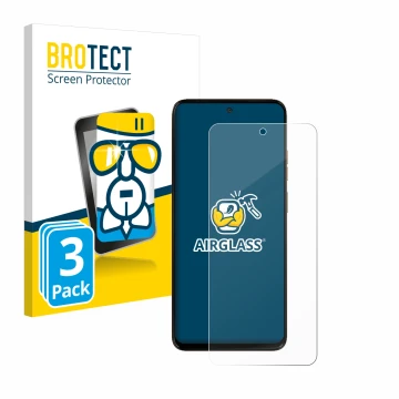Vorderseite einer Produktverpackung mit dem Markenlogo BROTECT. Daneben ist das Gerät Motorola Moto G15 Power mit dem zugehöri