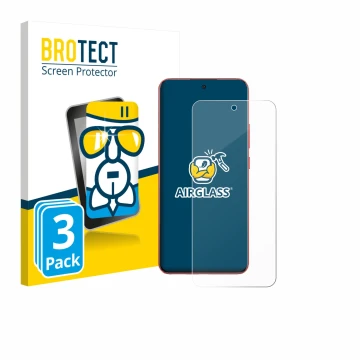 Vorderseite einer Produktverpackung mit dem Markenlogo BROTECT. Daneben ist das Gerät Oppo A5 Pro mit dem zugehörigen Displays