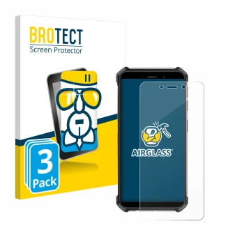 Vorderseite einer Produktverpackung mit dem Markenlogo BROTECT. Daneben ist das Gerät Ulefone Armor X12 mit dem zugehörigen Di