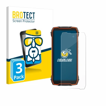 Vorderseite einer Produktverpackung mit dem Markenlogo BROTECT. Daneben ist das Gerät Blackview Oscal Pilot 1 mit dem zugehöri