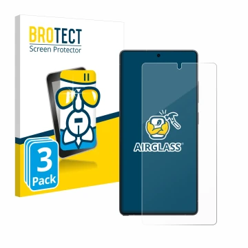 Vorderseite einer Produktverpackung mit dem Markenlogo BROTECT. Daneben ist das Gerät Samsung Galaxy S25 Ultra mit dem zugehör