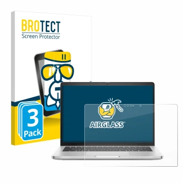 Vorderseite einer Produktverpackung mit dem Markenlogo BROTECT. Daneben ist das Gerät Dell Pro 14 Plus 2-in-1 PB14250 mit dem 