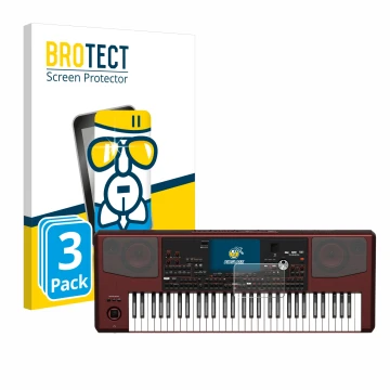Vorderseite einer Produktverpackung mit dem Markenlogo BROTECT. Daneben ist das Gerät KORG Pa700 mit dem zugehörigen Displaysc